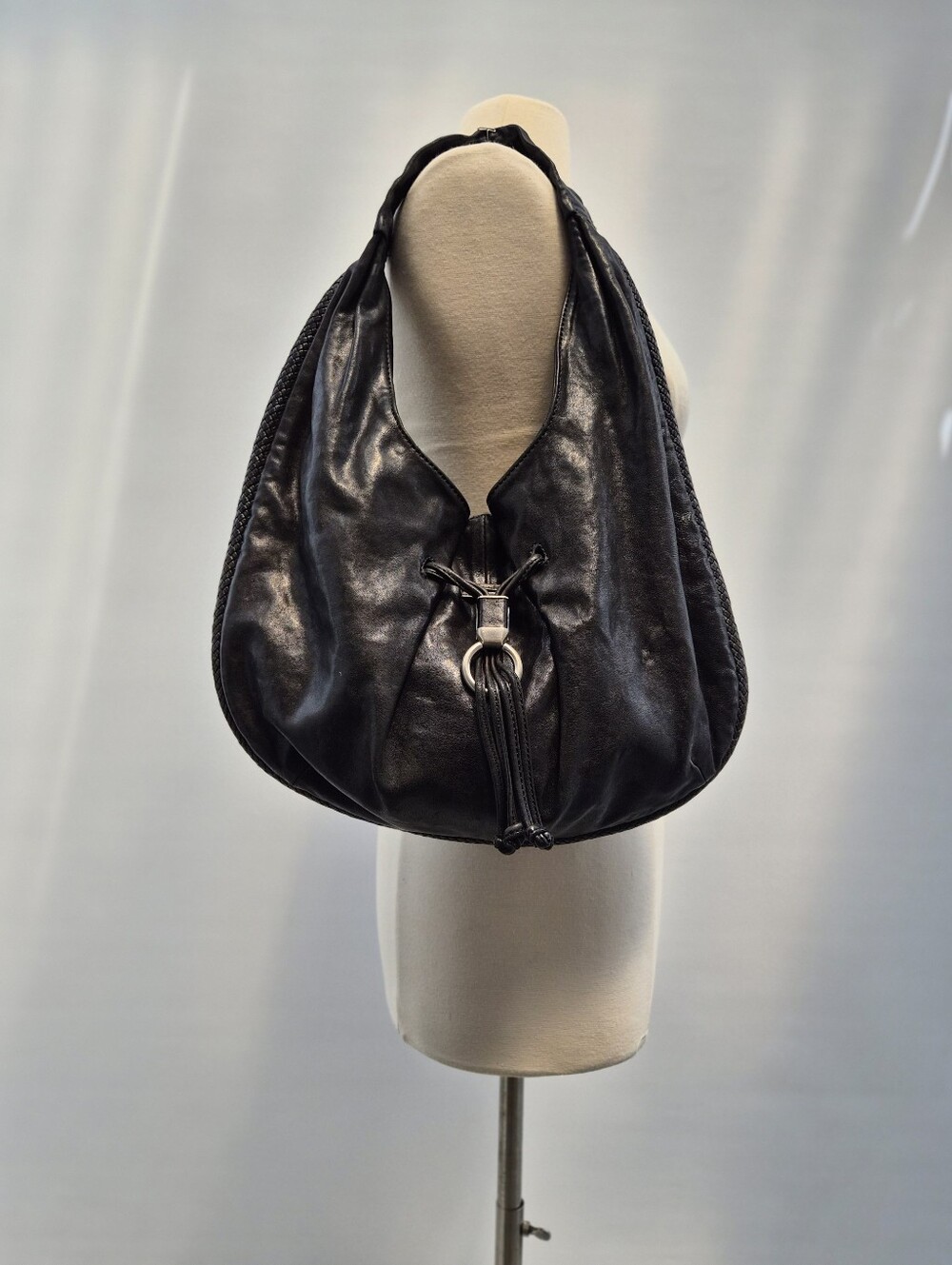 Cole Haan Black Leather Large Phoebe Hobo Bag Minimalist Neutral Timeless Chic